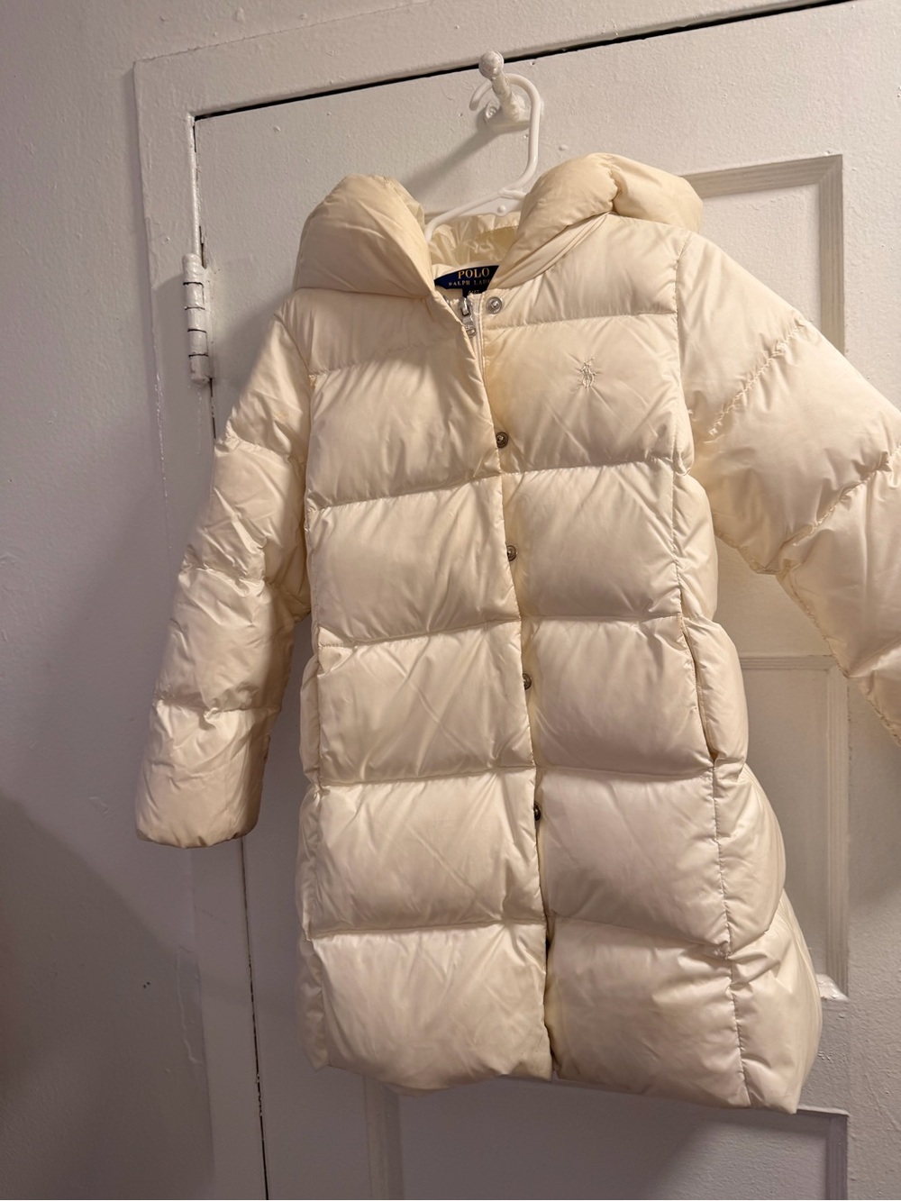 Polo by Ralph Lauren Ivory Quilted Hooded Puffer Coat for Kids